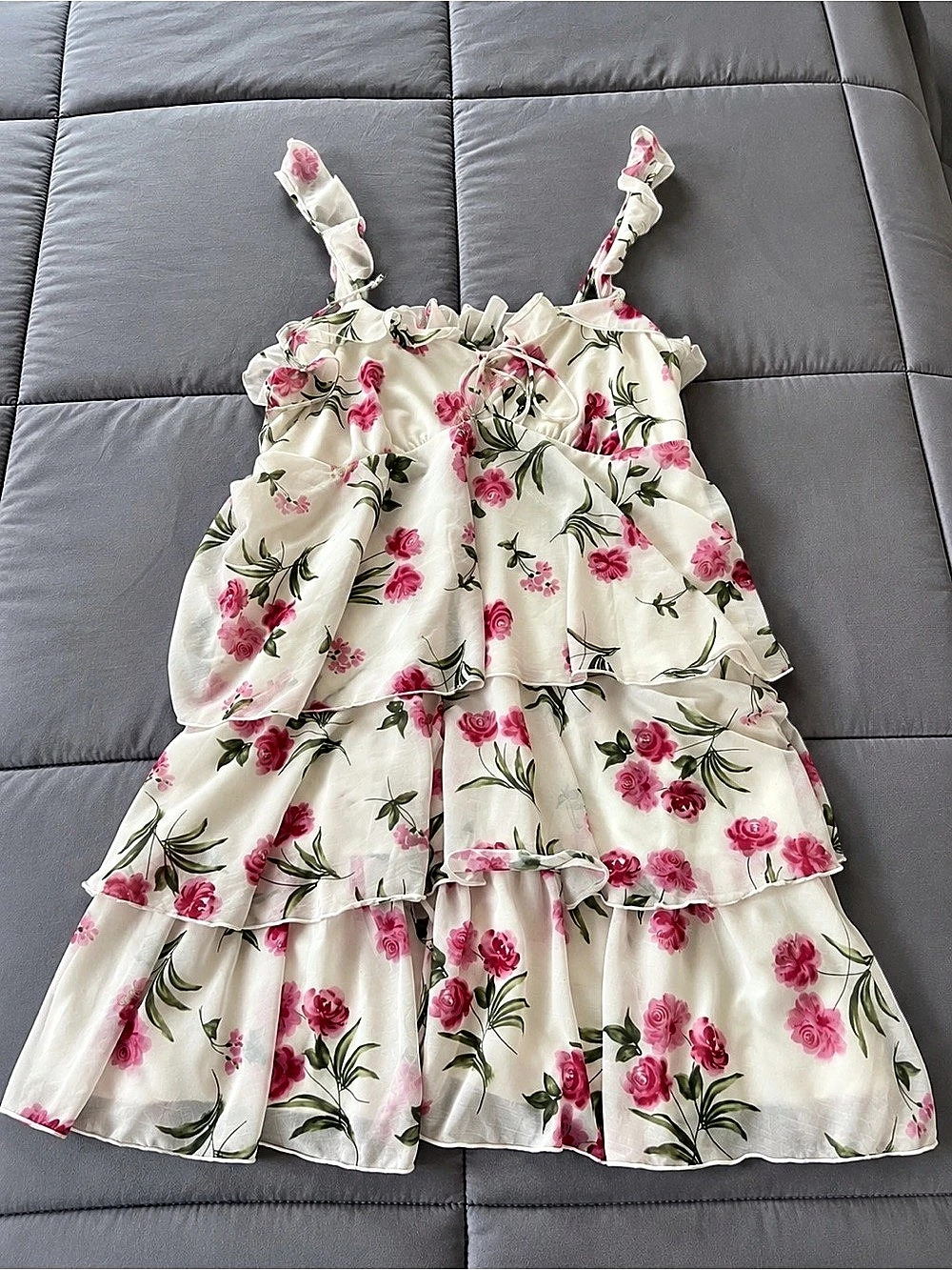 Wild Fable Floral Tie Front Mini Dress in White & Pink